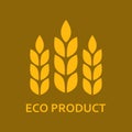 Ears of Wheat icon. Eco product label or emblem with wheat grains. Agriculture and harvesting concept. Vector illustration